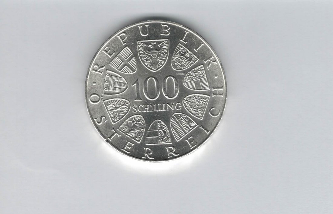  100 Schilling 1976 200 Jahre Burgtheater Wien 15,36g fein silb Österreich Spittalgold9800 (01914/11)   