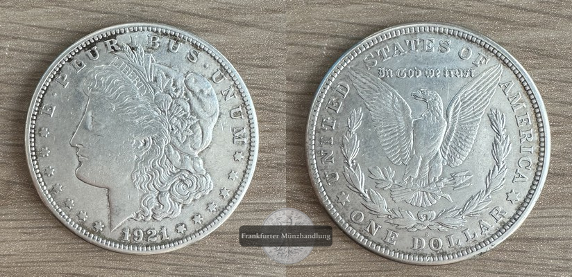  USA,  1 Dollar  S  1921   Morgan Dollar   FM-Frankfurt   Feinsilber: 24,06g   