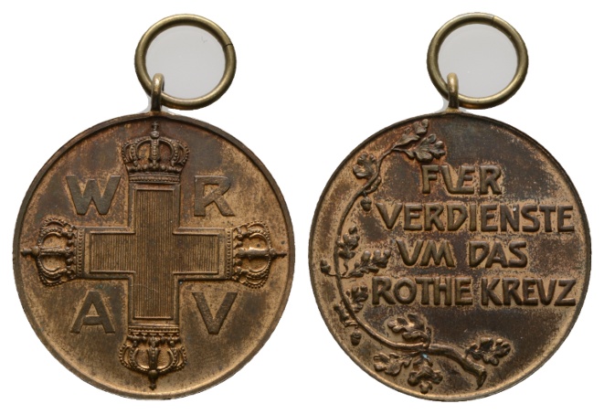  Medaille; Orden Rotes Kreuz; Bronze; tragbar; 15,38 g; Ø 33,21   