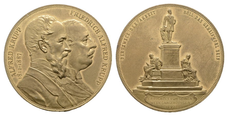  Medaille; Krupp 1892; vergoldete Bronze;  36,54 g; Ø 42,38   