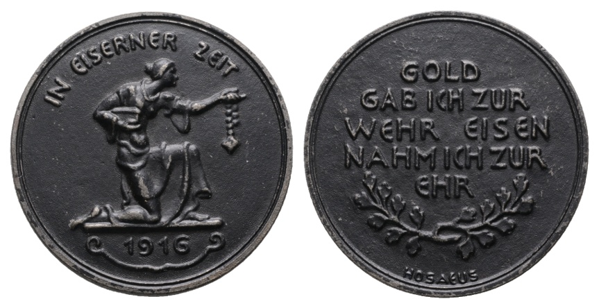  Medaille; Eiserne Zeit 1916; Eisen;  19,52 g; Ø 40,11   