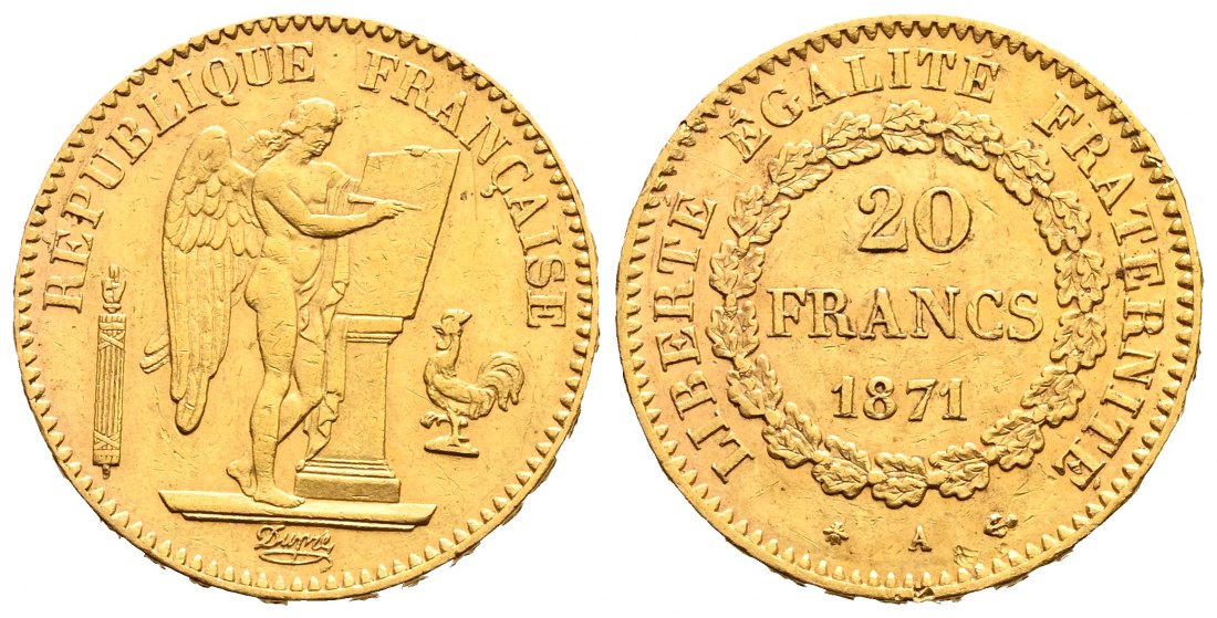 PEUS 2057 Frankreich 5,81 g Feingold. Dritte Republik (1871-1940) 20 Francs GOLD 1876 A Sehr schön