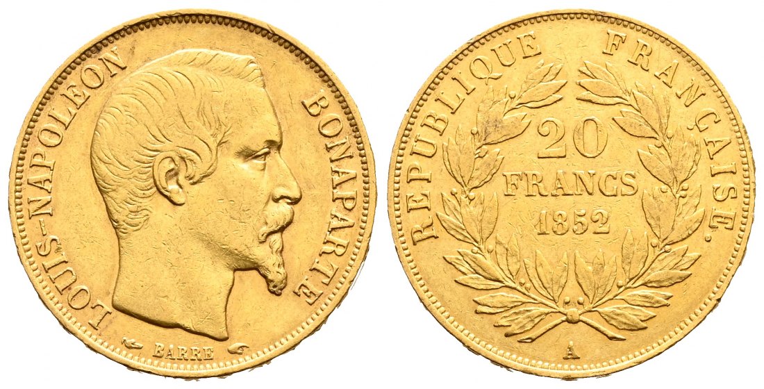 PEUS 2058 Frankreich 5,81 g Feingold. Louis Napoleon (1848 - 1852) 20 Francs GOLD 1852 A Sehr schön