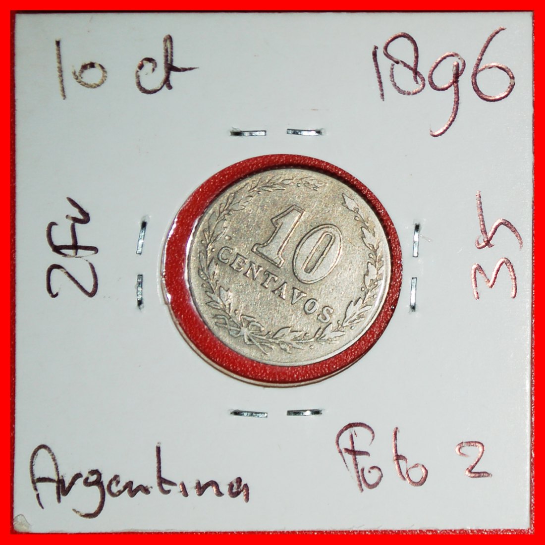  Ⰶ STARS of DAVID (1896-1942):ARGENTINA★10 CENTAVOS 1896! UNCOMMON! IN HOLDER★LOW START ★ NO RESERVE!   