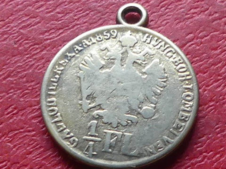  Silbermünze 1/4 Florin 1859 Österreich mit Öse – Medaille?   