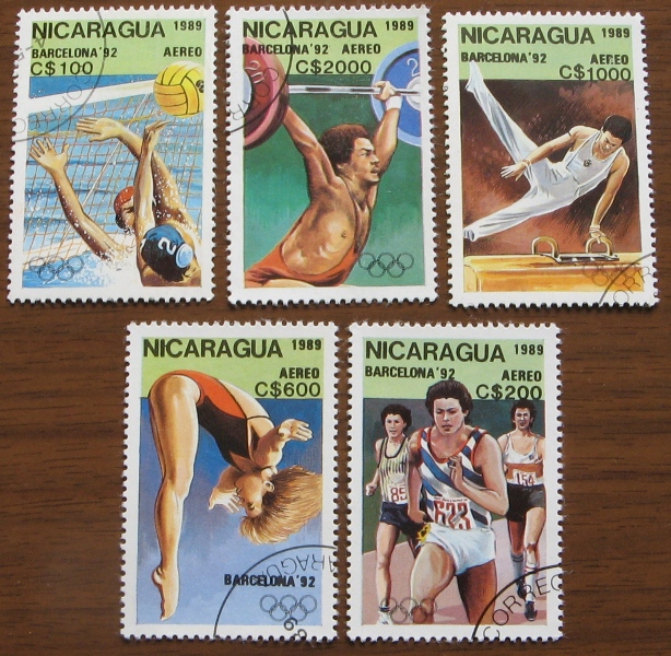  1989, Nicaragua, Briefmarkenserie: Olympische Sommerspiele 1992-Barcelona, postfrisch   