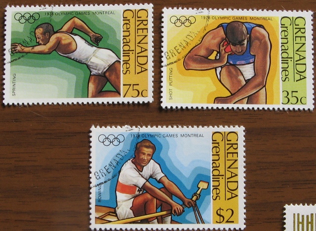  1976, Olympische Sommerspiele-Montreal, ein Satz von 3 Stück Grenada-Grenadinen Briefmarken   