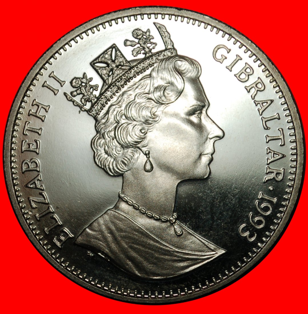  Ⰶ GREAT BRITAIN: GIBRALTAR ★ 1 CROWN 1993 KEY CHINA! ELIZABETH II (1953-2022 LOW START ★ NO RESERVE!   