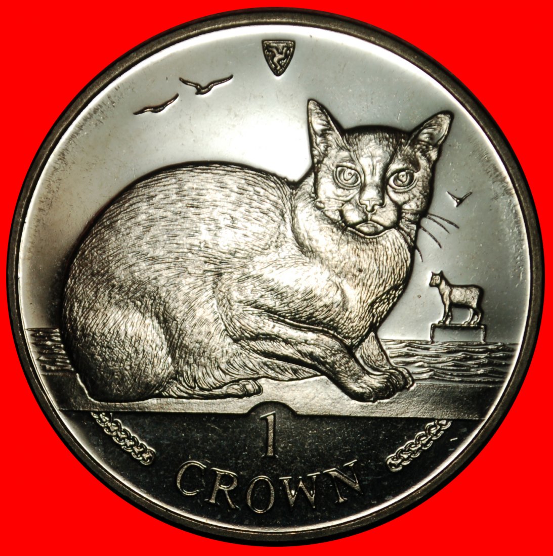  Ⰶ GREAT BRITAIN:ISLE OF MAN★1 CROWN 1996 CAT OF BURMA ELIZABETH II 1953-2022★LOW START ★ NO RESERVE!   