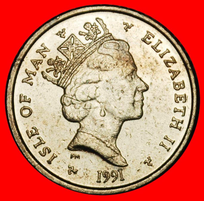  Ⰶ GROSSBRITANNIEN 1990-1993: INSEL MAN★5 PENCE 1991AB SCHIFF★ELISABETH II. 1953-2022★OHNE VORBEHALT!   