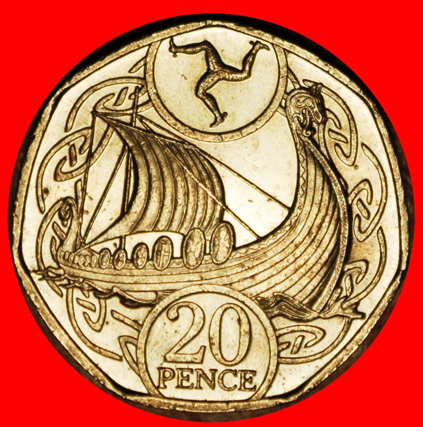  Ⰶ GROSSBRITANNIEN (2017-2021):INSEL MAN★20 PENCE 2018 SCHIFF★ELISABETH II. 1953-2022★OHNE VORBEHALT!   