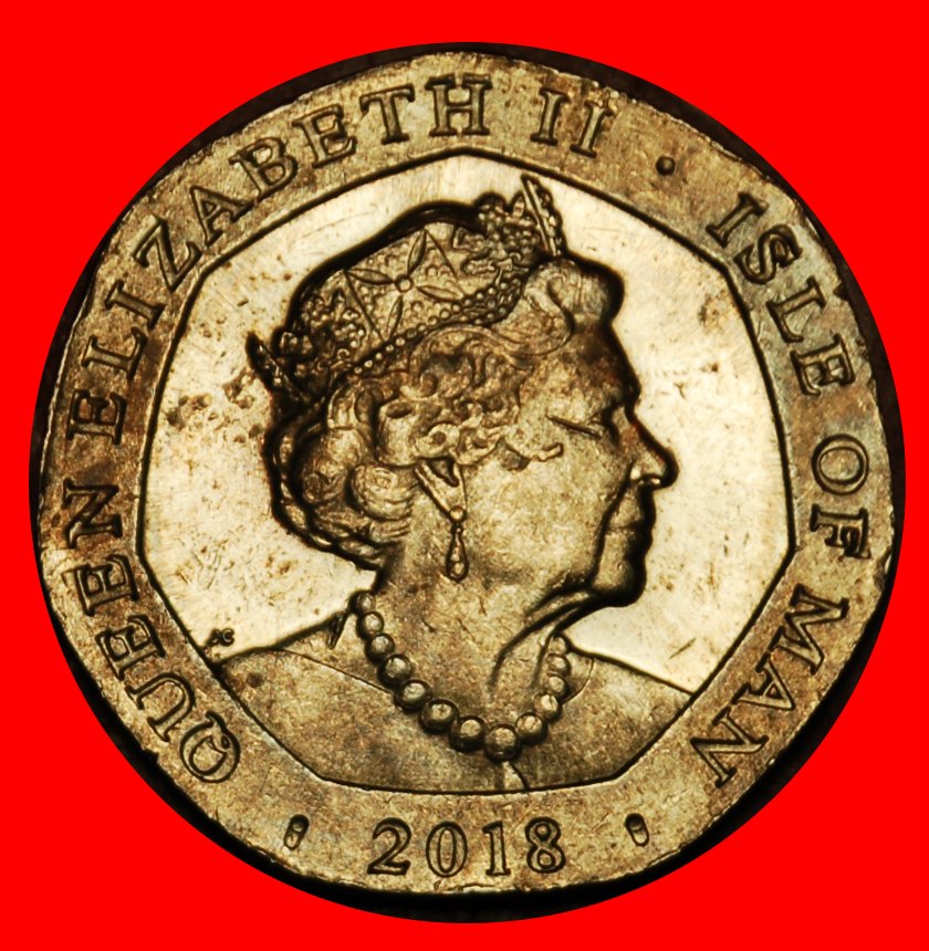  Ⰶ GROSSBRITANNIEN (2017-2021):INSEL MAN★20 PENCE 2018 SCHIFF★ELISABETH II. 1953-2022★OHNE VORBEHALT!   