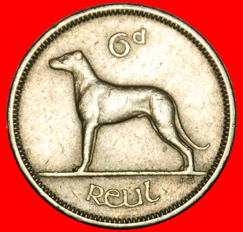  Ⰶ GROSSBRITANNIEN  (1942-1969): IRLAND ★ 6 PENCE 1960 IRISCHER WOLFSHUND! ★OHNE VORBEHALT!   