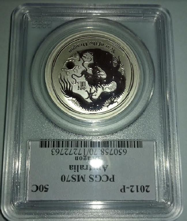  - kirofa - Australia-2012 - LUNAR II - DRACHE - DRAGON  - 1/2 Unze Silber 99.90%. PCGS MS 70.   