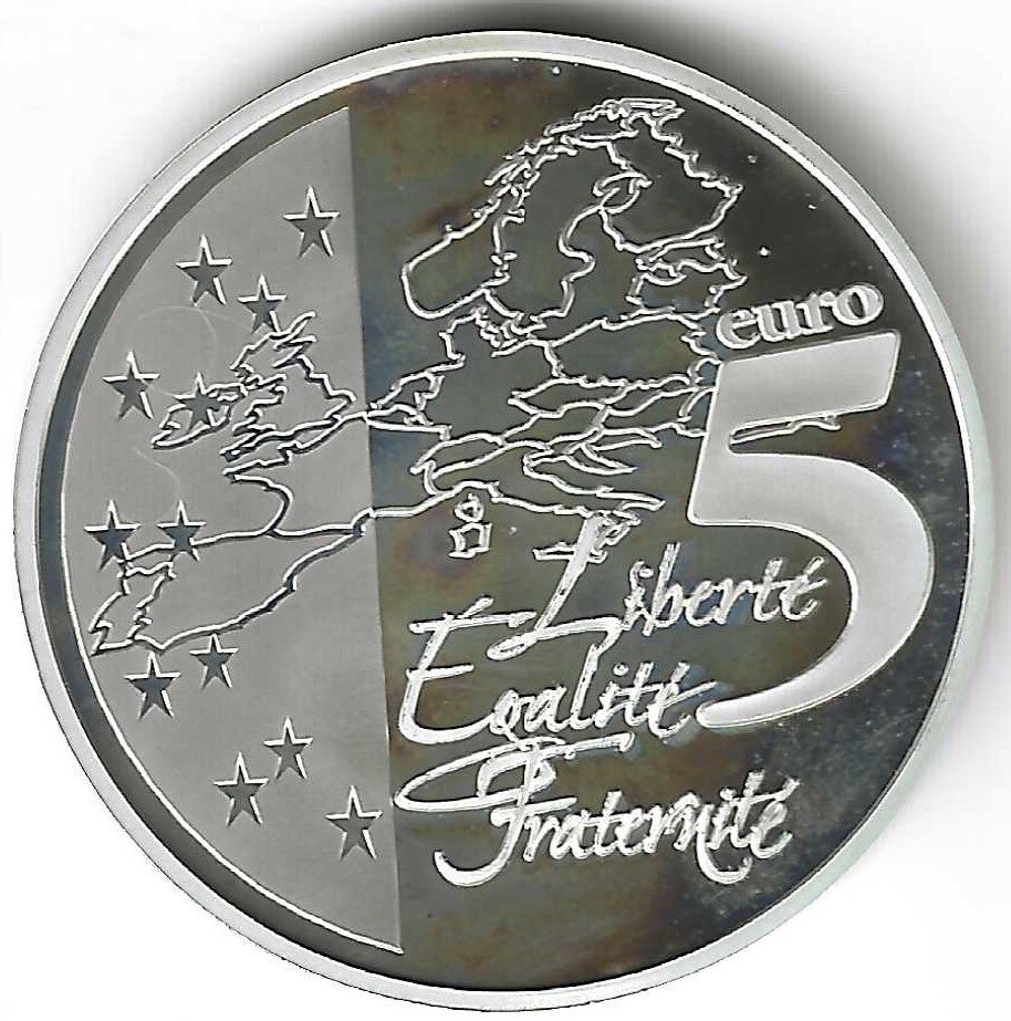  Frankreich 5 Euro, 2003, Europakarte (22.2 g Silber/ 2,7 g Gold)   