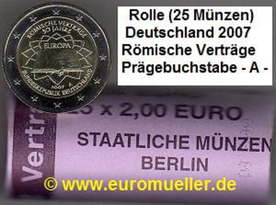 Deutschland Rolle A...2 Euro Sondermünze 2007...RV   