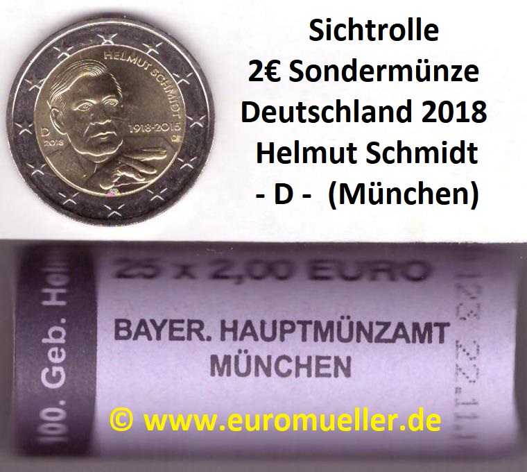 Deutschland Rolle -D-...2 Euro Sondermünze 2018...Schmidt   