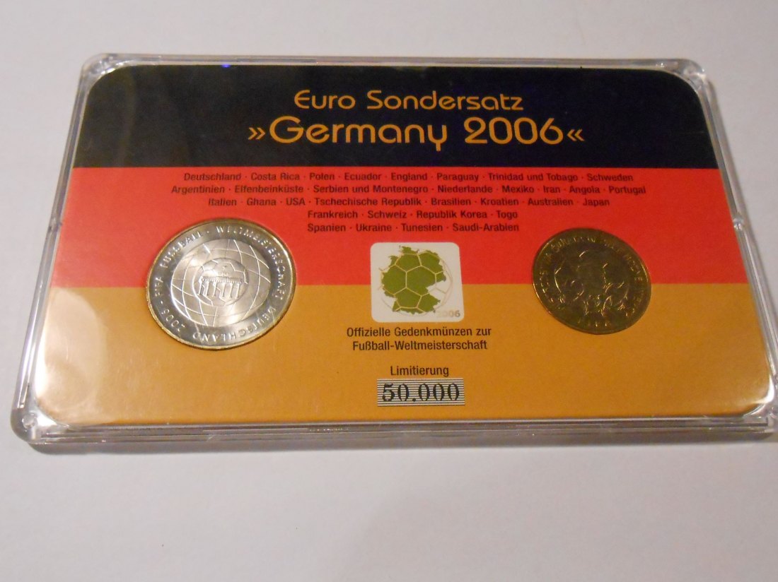  Deutschland EURO Sondersatz zur Fußballweltmeisterschaft 2006 mit 10 € 2006 FIFA Silbermünze+ 2 Zlot   