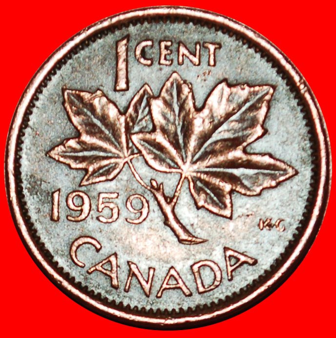  Ⰶ NOT NUDE (1953-1964): CANADA ★ 1 CENT 1959! ELIZABETH II (1953-2022) LOW START ★ NO RESERVE!   