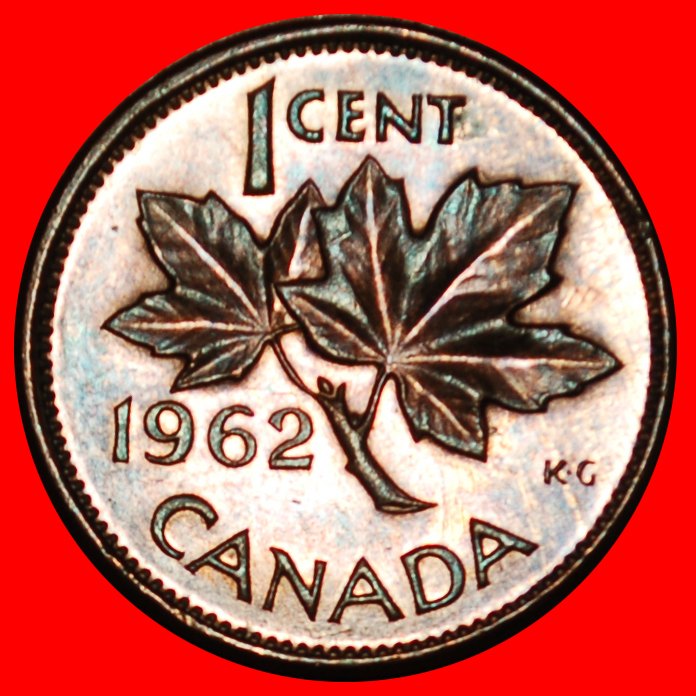  Ⰶ NOT NUDE (1953-1964): CANADA★1 CENT 1962 HANGING 2! ELIZABETH II 1953-2022★LOW START ★ NO RESERVE!   