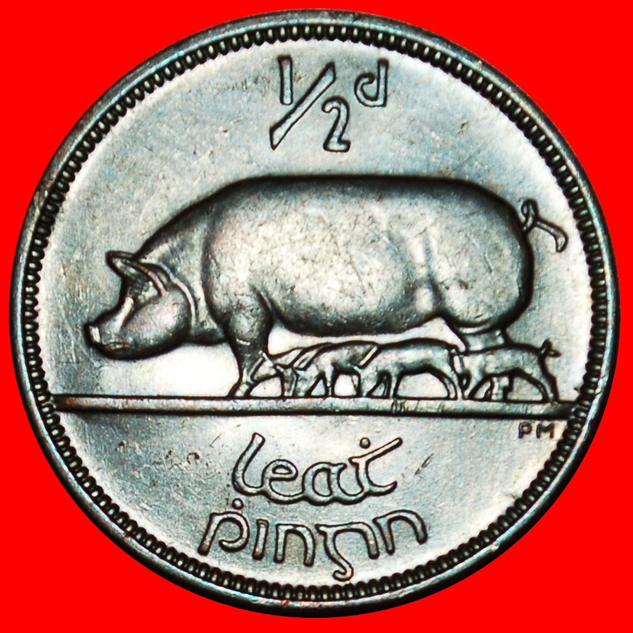  Ⰶ GREAT BRITAIN (1939-1967):IRELAND★1/2 PENNY 1953 PIG WAR ISSUE (1939-1945)★LOW START ★ NO RESERVE!   