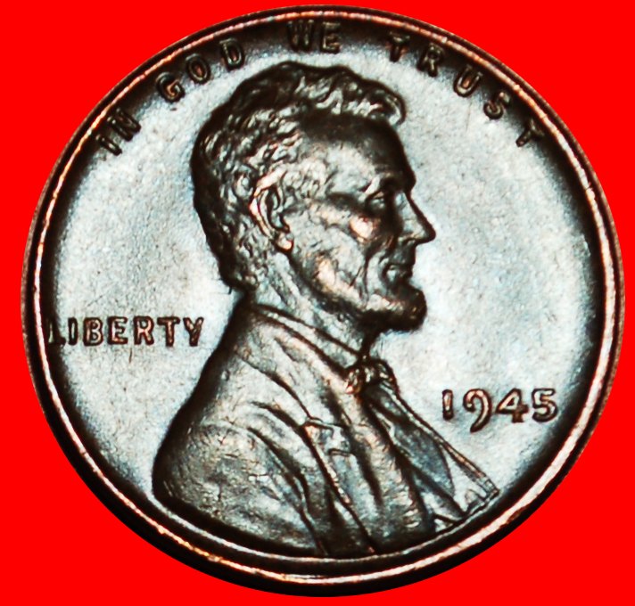  Ⰶ 2 VERKAUFT WEIZEN PENNY (1909-1958): USA ★ 1 CENT 1945! KRIEGSZEIT (1939-1945)! ★OHNE VORBEHALT!   