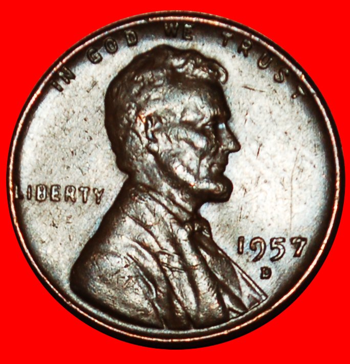  Ⰶ 2 SOLD WHEAT PENNY (1909-1958): USA ★ 1 CENT 1957D! LINCOLN (1809-1865) ★LOW START ★ NO RESERVE!   