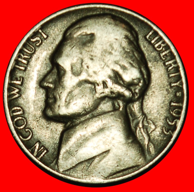  Ⰶ MONTICELLO (1938-2003): USA ★ 5 CENT 1953! JEFFERSON (1801-1809) ★OHNE VORBEHALT!   