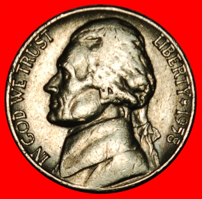  Ⰶ MONTICELLO (1938-2003): USA ★ 5 CENT 1958D! JEFFERSON (1801-1809) ★OHNE VORBEHALT!   