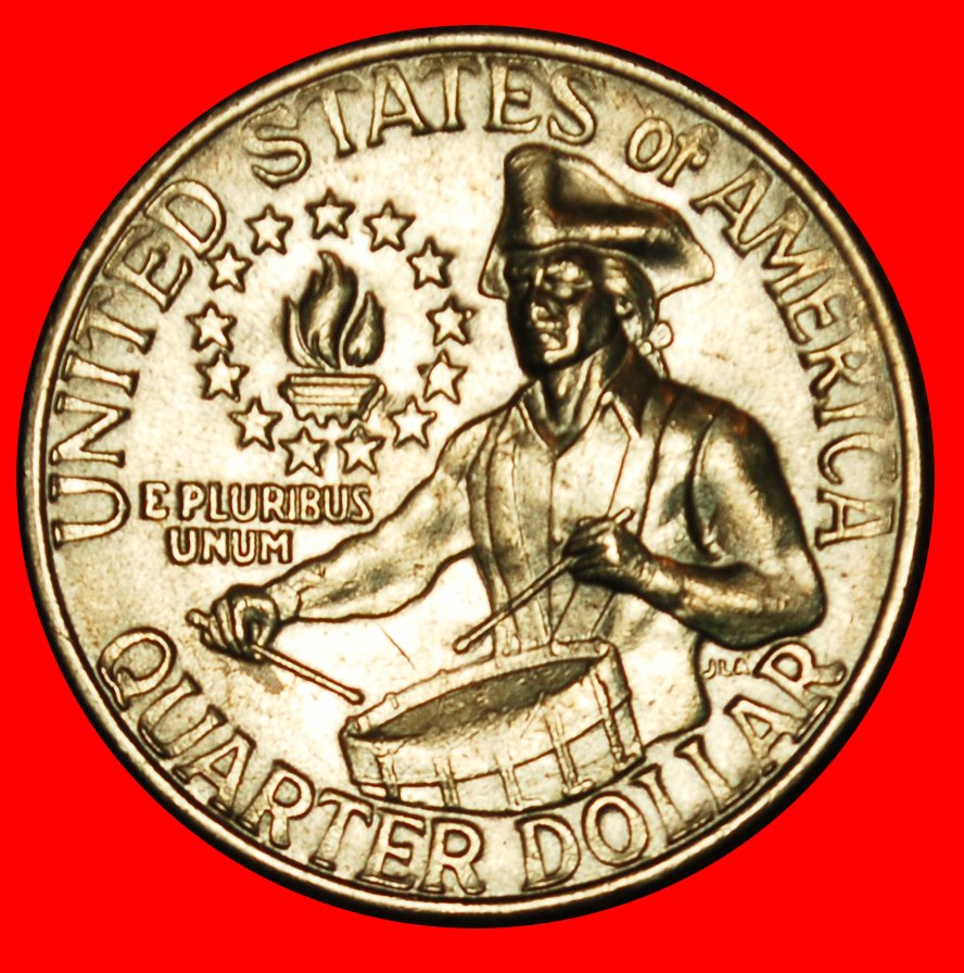  Ⰶ SCHLAGZEUGER: USA ★ 1/4 DOLLAR 1776-1976! WASHINGTON (1789-1797) ★OHNE VORBEHALT!   