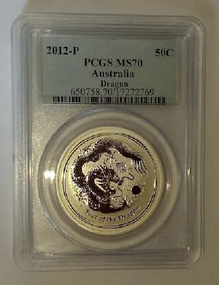  - kirofa - Australia-2012 - LUNAR II - DRACHE - DRAGON  - 1/2 Unze Silber 99.90%. PCGS MS 70.   