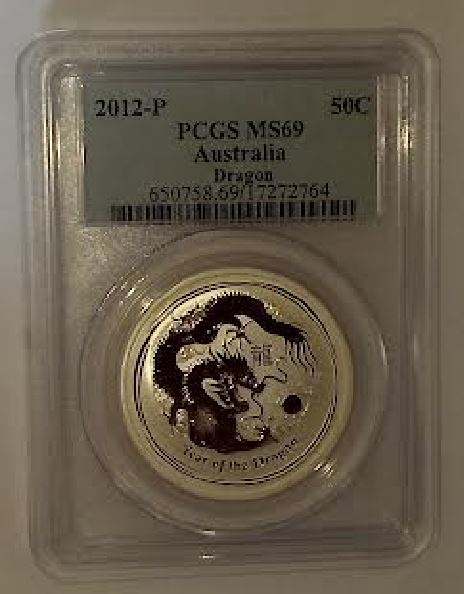  - kirofa - Australia-2012 - LUNAR II - DRACHE - DRAGON - 1/2 Unze Silber 99.90%. PCGS MS 69.   