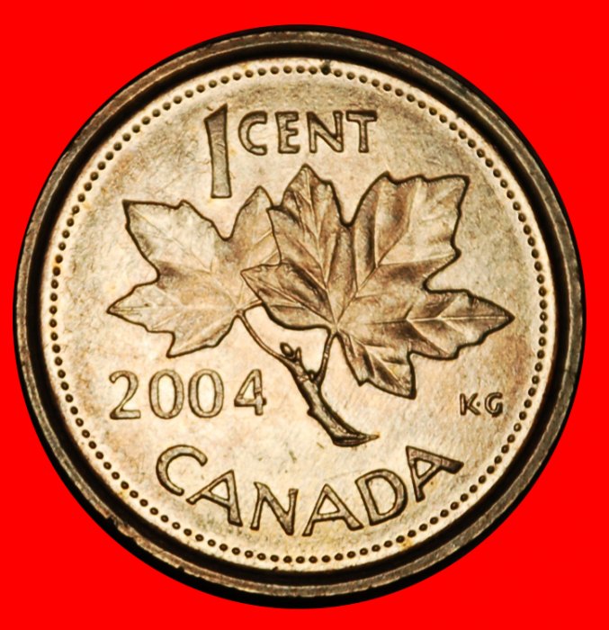  Ⰶ WITHOUT CROWN (2003-2006):CANADA★1 CENT 2004 UNC! ELIZABETH II (1953-2022) LOW START ★ NO RESERVE!   