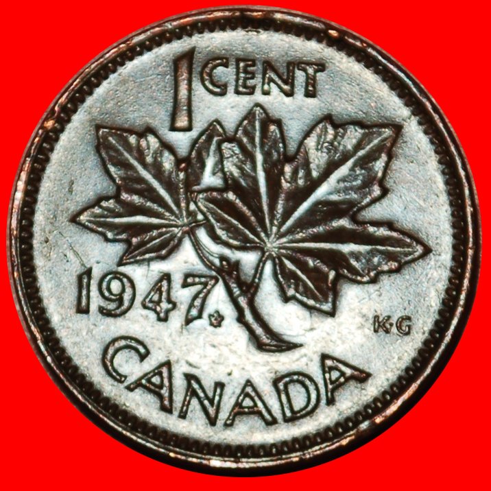  Ⰶ WITH INDIA (1937-1947): CANADA ★ 1 CENT 1947 (1948) UNPUBLISHED! GEORGE VI LOW START ★ NO RESERVE!   