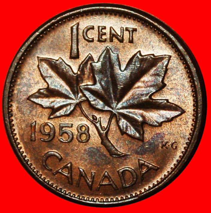  Ⰶ NOT NUDE (1953-1964): CANADA★1 CENT 1958 HANGING 8! ELIZABETH II 1953-2022 LOW START ★ NO RESERVE!   