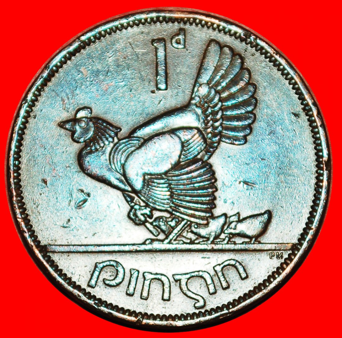  Ⰶ GROSSBRITANNIEN (1940-1968): IRLAND ★ 1 PENNY 1963 HENNE UND KÜKEN! ★OHNE VORBEHALT!   