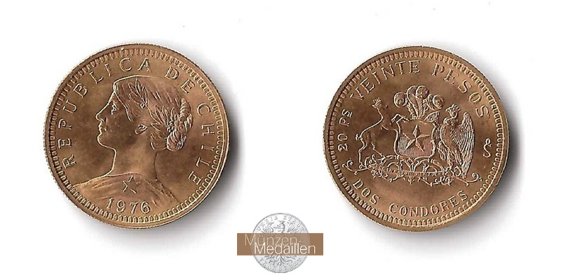 Chile MM-Frankfurt Feingold: 3,66g 20 Pesos 1976 