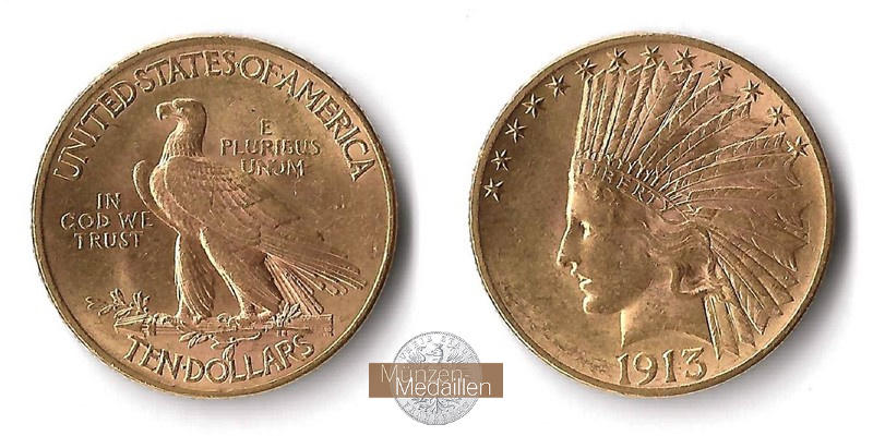 USA  10 Dollar MM-Frankfurt Feingold: 15,05g Eagle 1913 