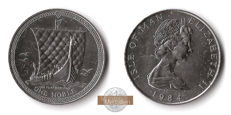 Isle of Man. MM-Frankfurt Feingewicht: 31,1g Platin 1 Noble 1984 