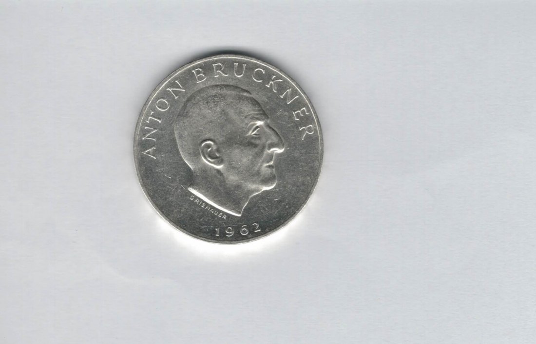  25 Schilling 1962 Anton Bruckner silber Gedenkmünze Österreich 2. Rep Spittalgold9800 (4588/8)   