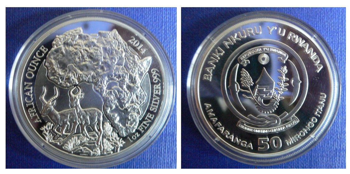  kirofa - Ruanda. 2014 - African Ounce - IMPALA - 1 oz Silber 999 PP -  Mintage=1000   