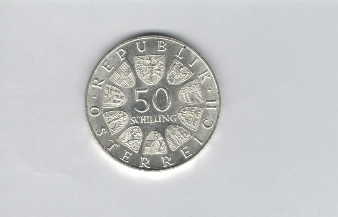  50 Schilling 1968 50 Jahre Republik Österreich Ag Spittalgold9800 (4584/7)   