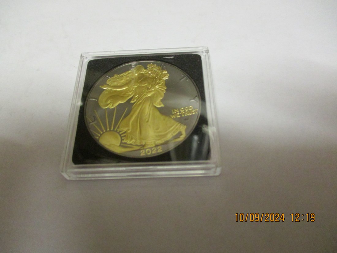  AMERICAN EAGLE 2022 Gold & Schwarz Ruthenium 1 Oz Silbermünze 1$ USA mit Zertifikat   