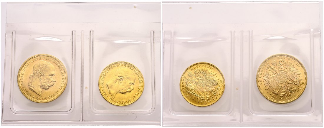 PEUS 2091 Österreich Insg. 9,15 g Feingold. Franz Joseph I. (1848 - 1916) 10 + 20 Kronen GOLD 1903 + 1912 Uncirculated (eingeschweißt)