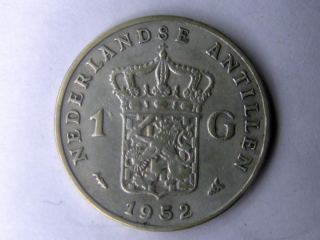  1 Gulden Juliana Niederländische Antillen 1952; 720er Silber, 10 Gramm   