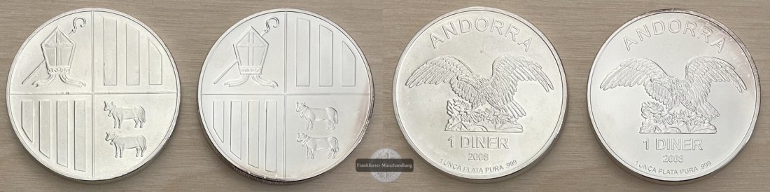  Andorra  2 x 1 Diner  2008  Eagle  FM-Frankfurt  Feinsilber: 2 x 31,07g = 62,14g   