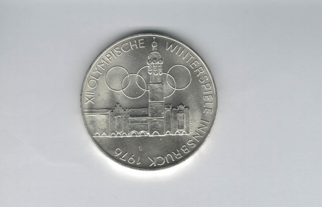  100 Schilling 1976 Winterolympiade Innsbruck Stadtturm Hall silber Österreich (01914/6)   