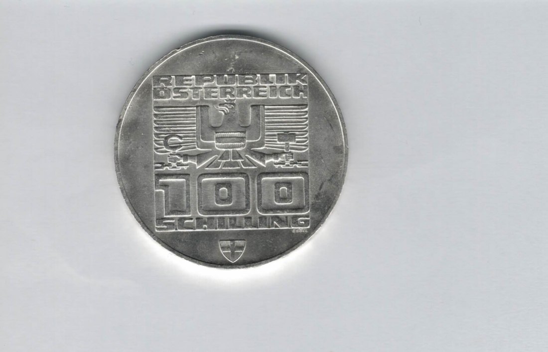  100 Schilling 1976 Berg Isel Schanze Innsbruck Wien Olypm. Winterspiele Ag Österreich2.Rep (01914/9)   