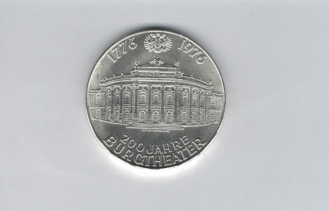  100 Schilling 1976 200 Jahre Burgtheater Wien 15,36g fein silb Österreich Spittalgold9800 (01914/11)   