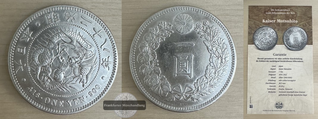  Japan  1 Yen 1885   FM-Frankfurt  Feinsilber: 24,35g   